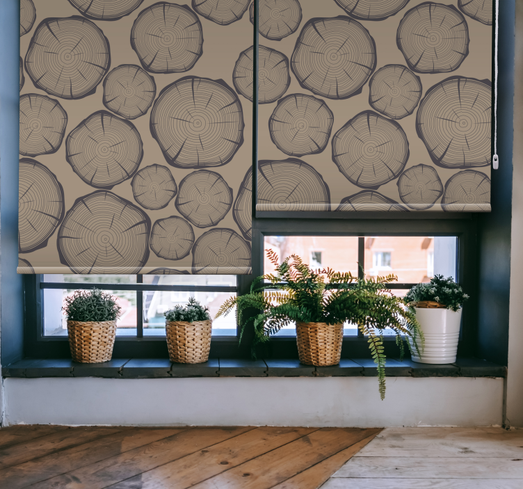 Tenda a rullo soggiorno stile rustico tronco d'albero - TenStickers