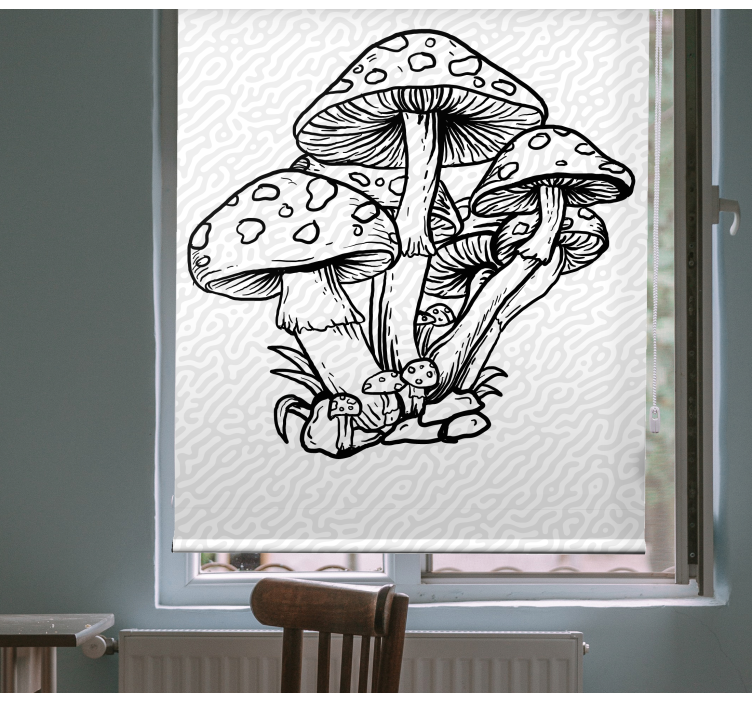 Tenda a rullo alberi sagoma di gruppo di funghi - TenStickers