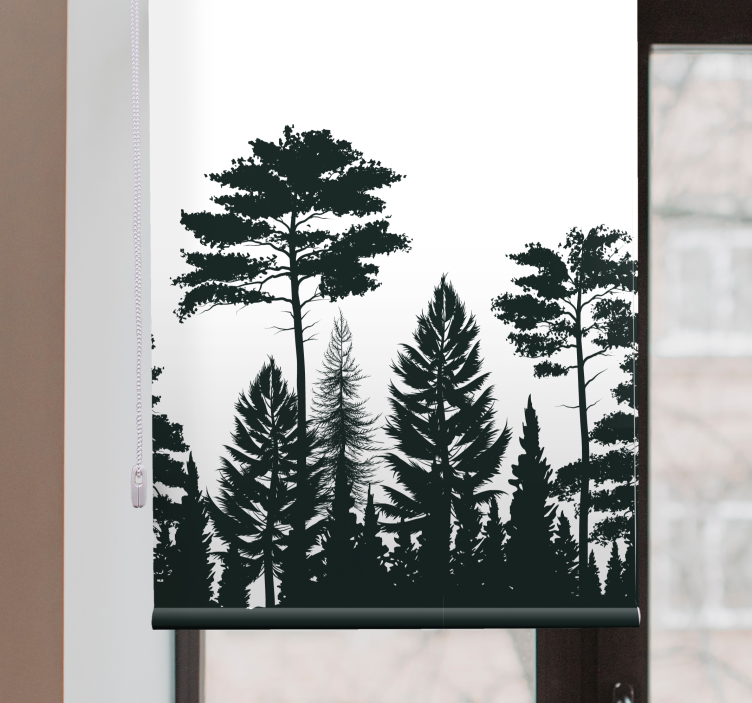 Tenda a rullo alberi scena foresta silhouette - TenStickers