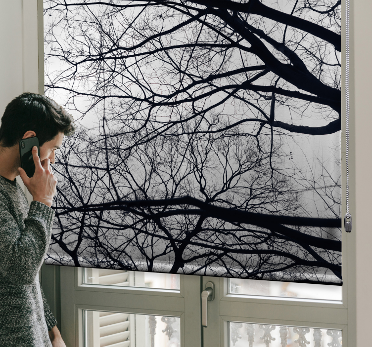 Tenda a rullo alberi Bianco e grigio - TenStickers