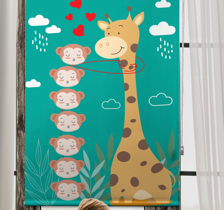 Tenda a rullo animali amore della scimmia giraffa - TenStickers