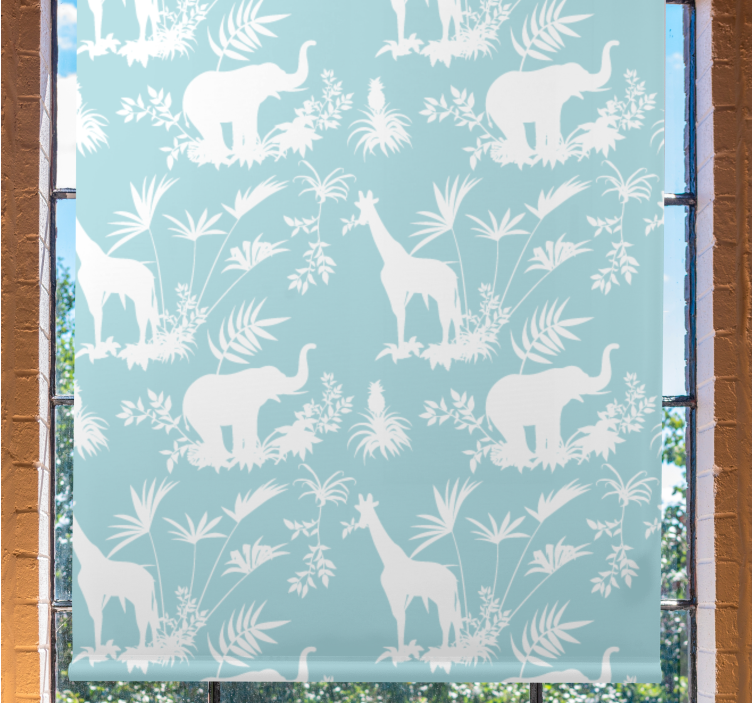 Tenda a rullo animali elefanti e giraffe - TenStickers