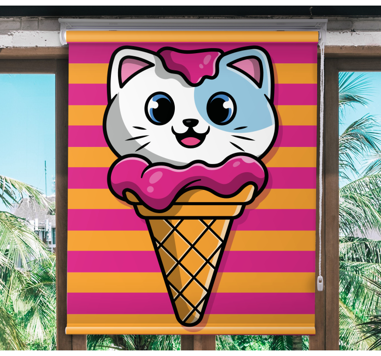 Tenda a rullo animali gelato al gatto - TenStickers
