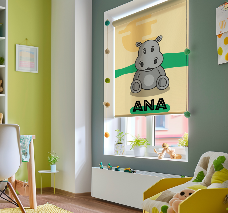 Tenda a rullo animali ippopotamo personalizzabile - TenStickers