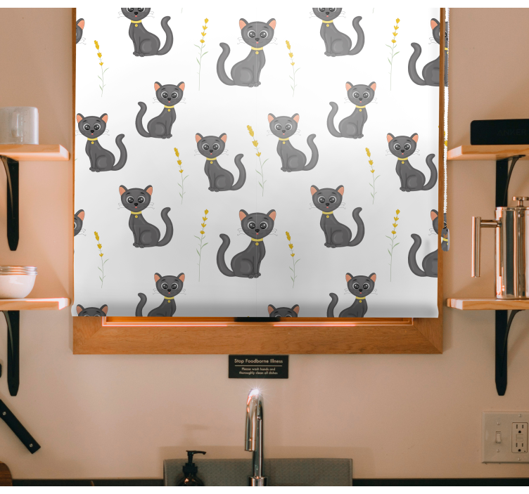 Tenda a rullo animali modello gatti neri - TenStickers