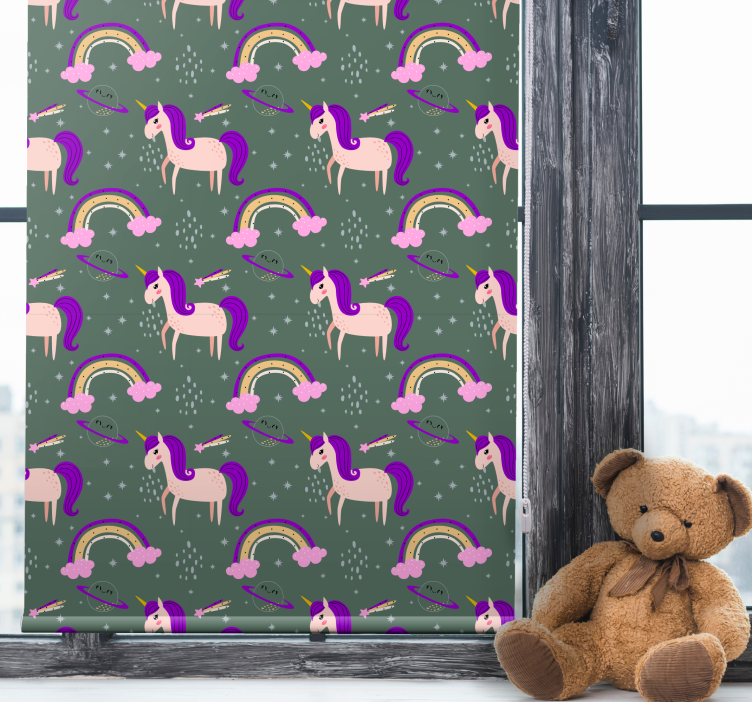 Tenda a rullo cameretta modello unicorno viola - TenStickers