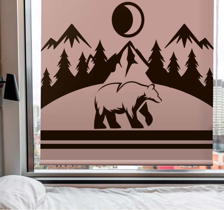 Tenda a rullo animali orso e montagne - TenStickers