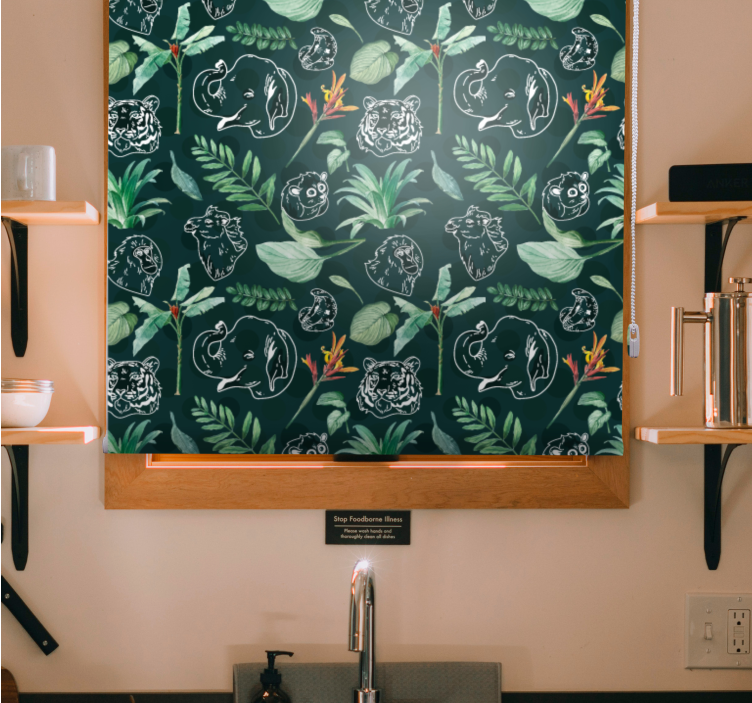 Tenda a rullo animali schizzo animale floreale - TenStickers