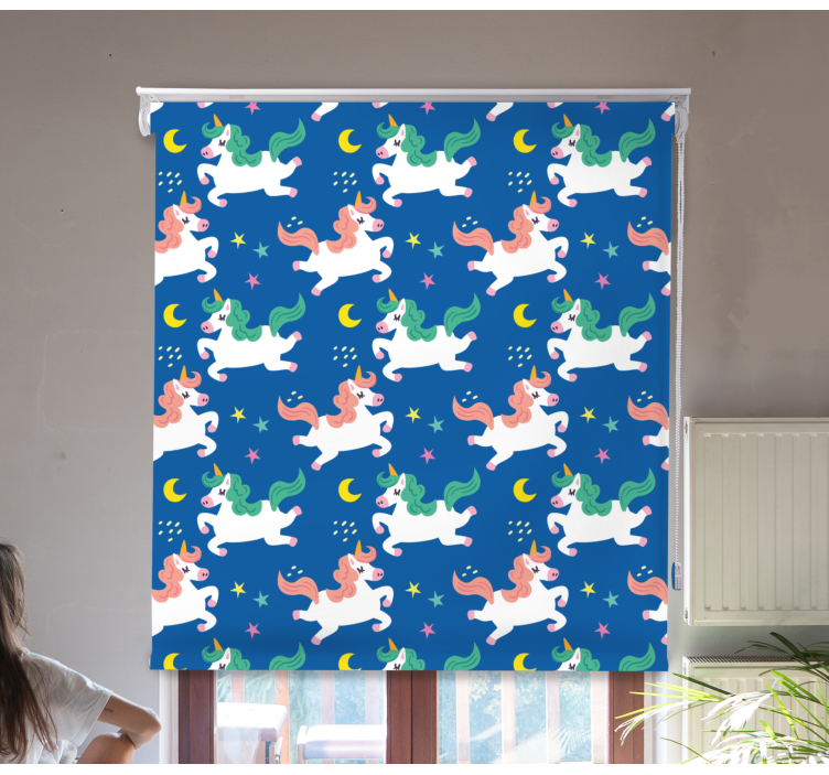 Tenda a rullo animali unicorni al chiaro di luna - TenStickers