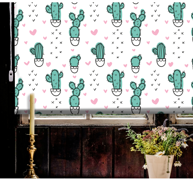 Tenda a rullo cactus design dal cuore affascinante - TenStickers