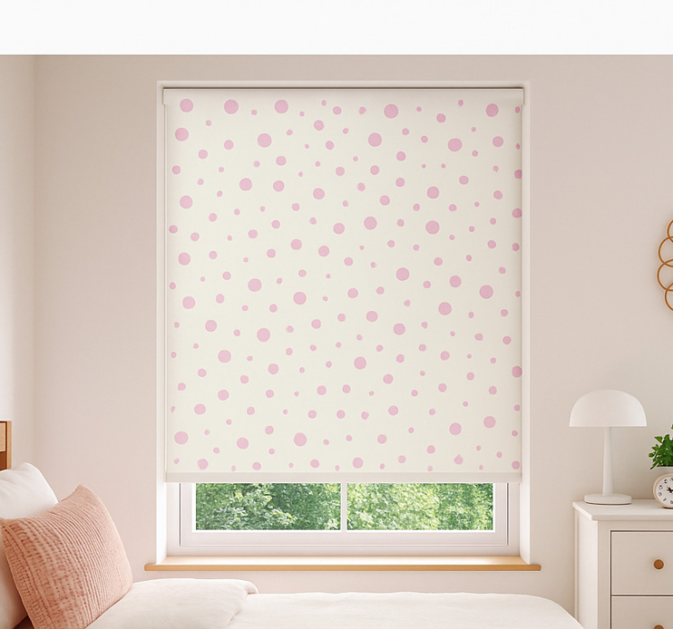 Tenda a rullo camera ragazzi eleganti pois rosa - TenStickers