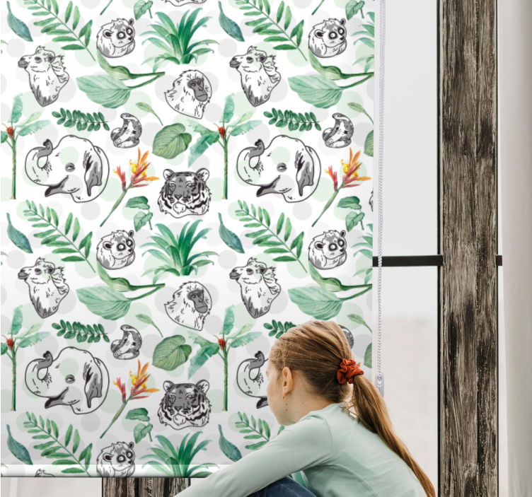 Tenda a rullo cameretta animali della giungla verde - TenStickers
