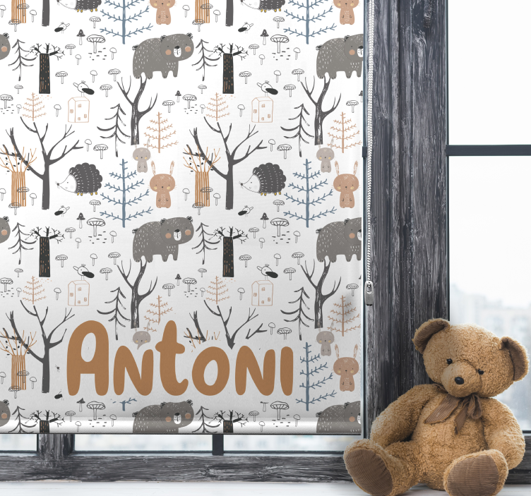 Tenda a rullo cameretta animali nordici con nome - TenStickers