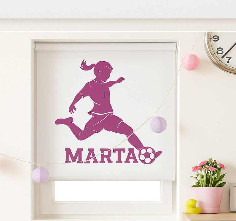 Tenda a rullo cameretta giocatrice di football ragazza - TenStickers