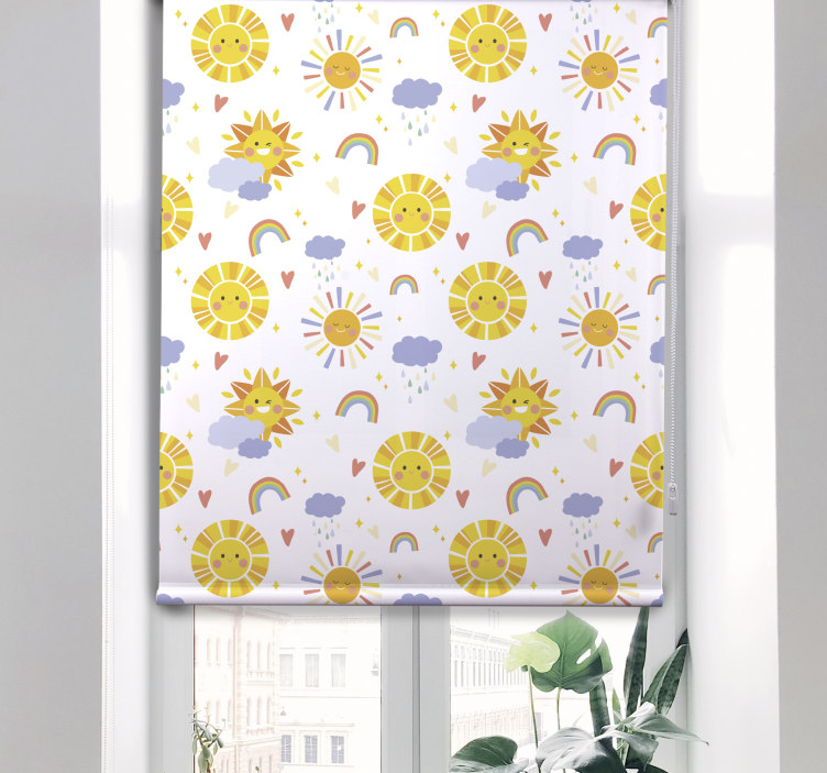 Tenda a rullo cameretta nuvole soleggiate e arcobaleni - TenStickers