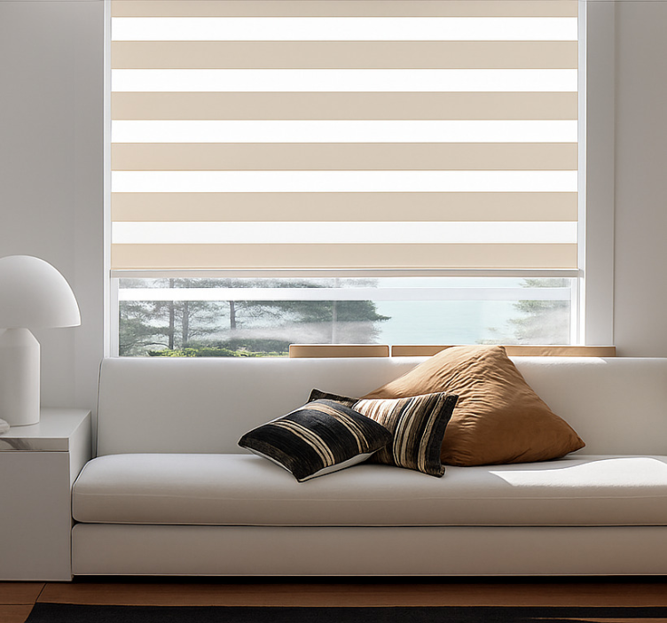 Tenda a rullo classica crema e bianco orizzontale - TenStickers