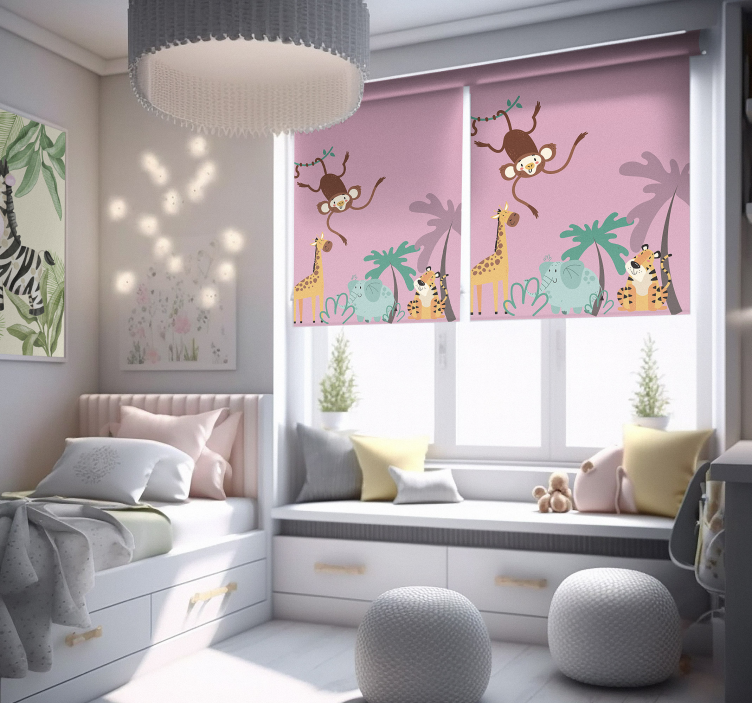 Tenda a rullo con animali della giunga - TenStickers