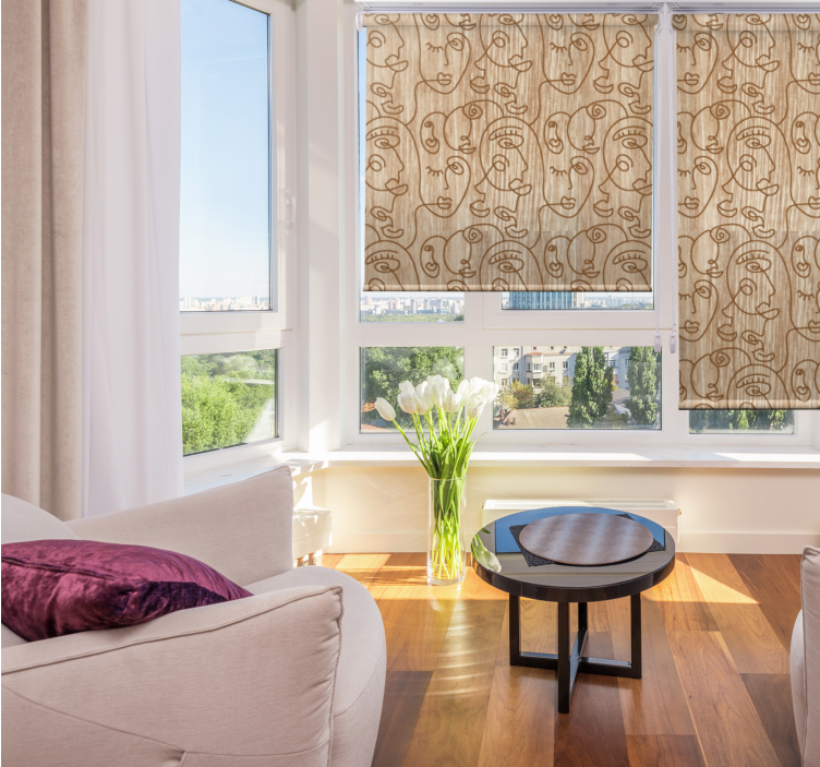 Tenda a rullo moderna modelli di volti astratti - TenStickers