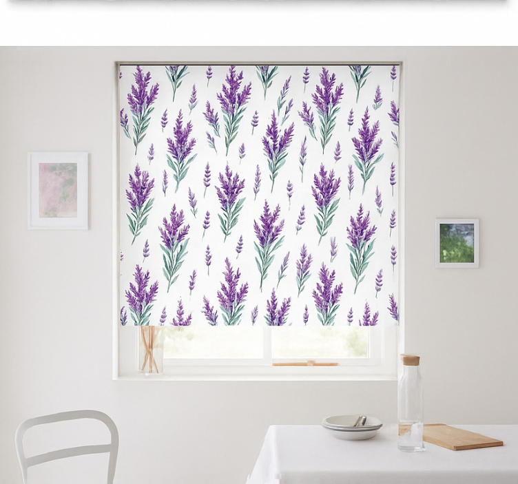 Tenda a rullo cucina rametti di lavanda acquerellati - TenStickers