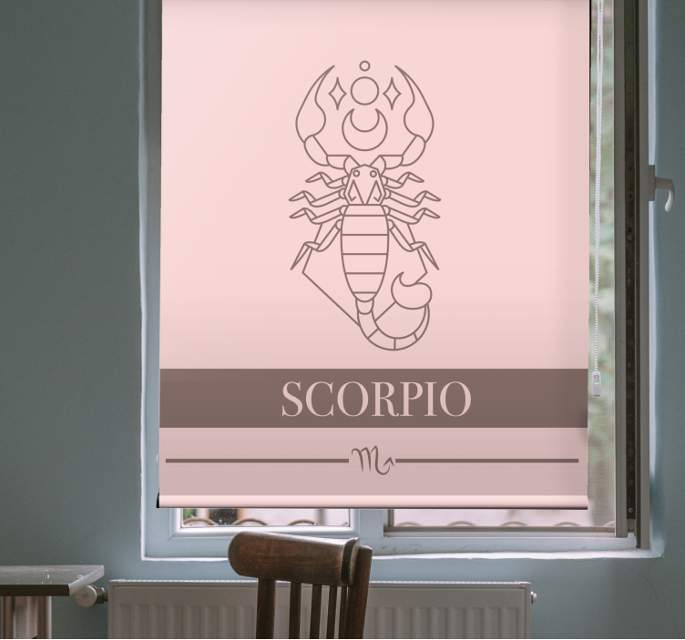Tenda a rullo design segno zodiacale scorpione rosa - TenStickers