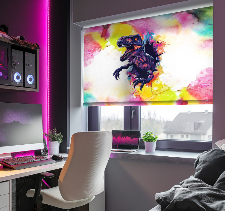 Tenda a rullo dinosauri colori saturi velociraptor - TenStickers