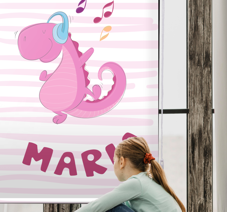 Tenda a rullo dinosauro dolce con nome - TenStickers