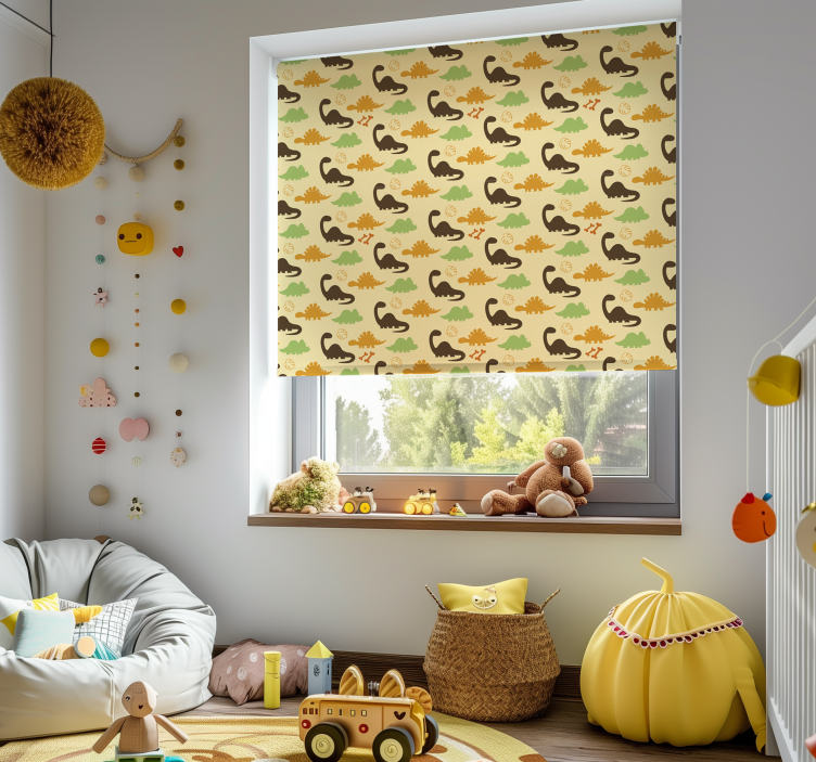 Tenda a rullo dinosauro sfondo beige - TenStickers