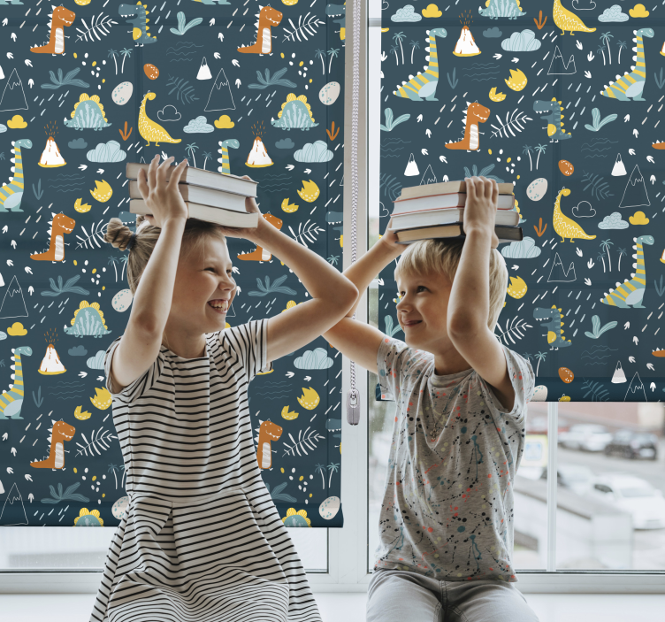 Tenda a rullo dinosauro tempo di gioco a tema dinosauri - TenStickers