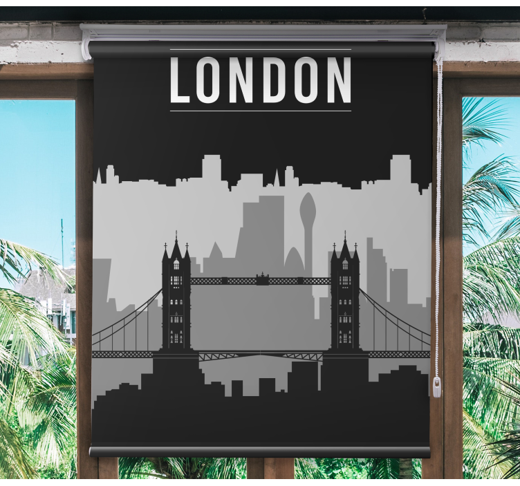 Tenda a rullo con disegni Skyline di londra nero e grigio - TenStickers