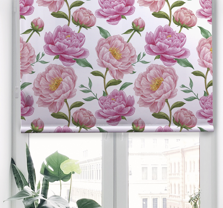 Tenda a rullo classica Tende a rullo fiore rosa - TenStickers