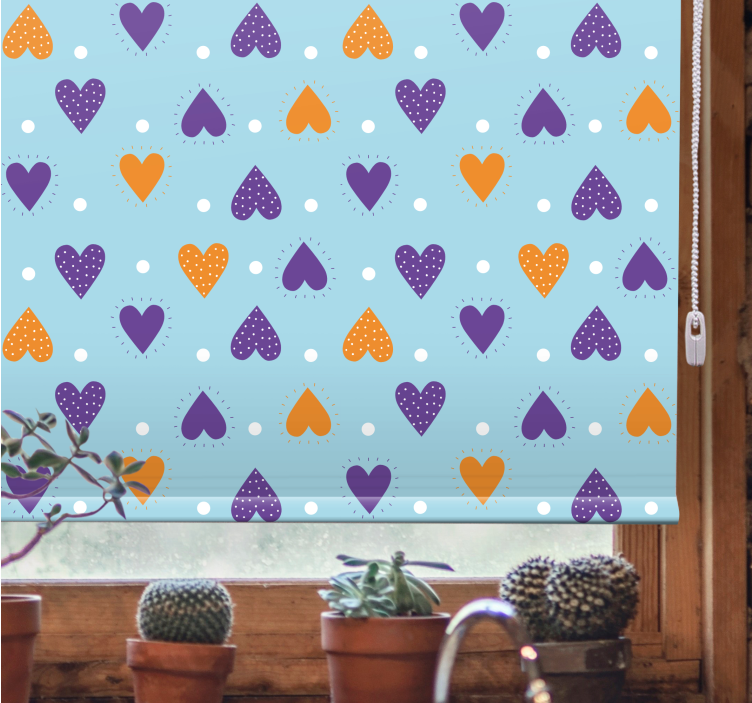 Tenda a rullo romantica motivo a cuore blu - TenStickers