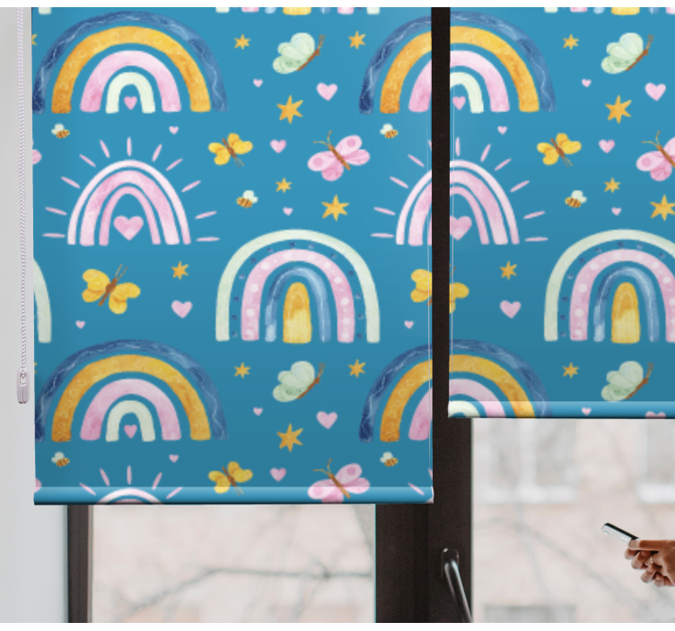 Tenda a rullo cameretta disegno farfalle arcobaleno - TenStickers