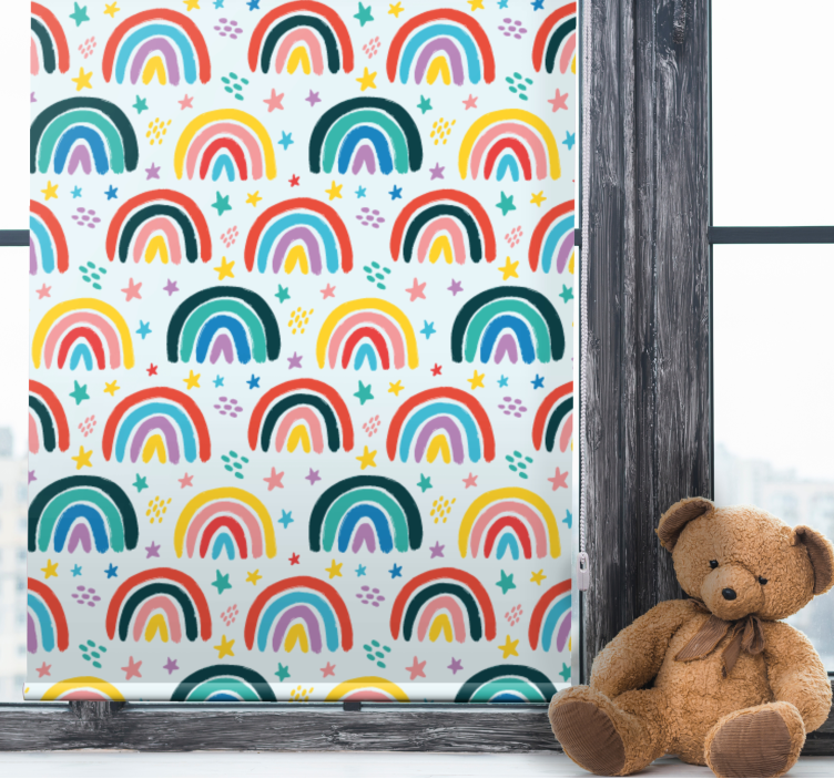 Tenda a rullo cameretta motivi arcobaleno blu - TenStickers