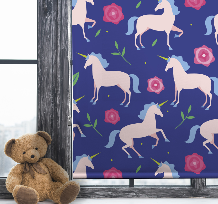 Tenda a rullo cameretta unicorni e fiori - TenStickers