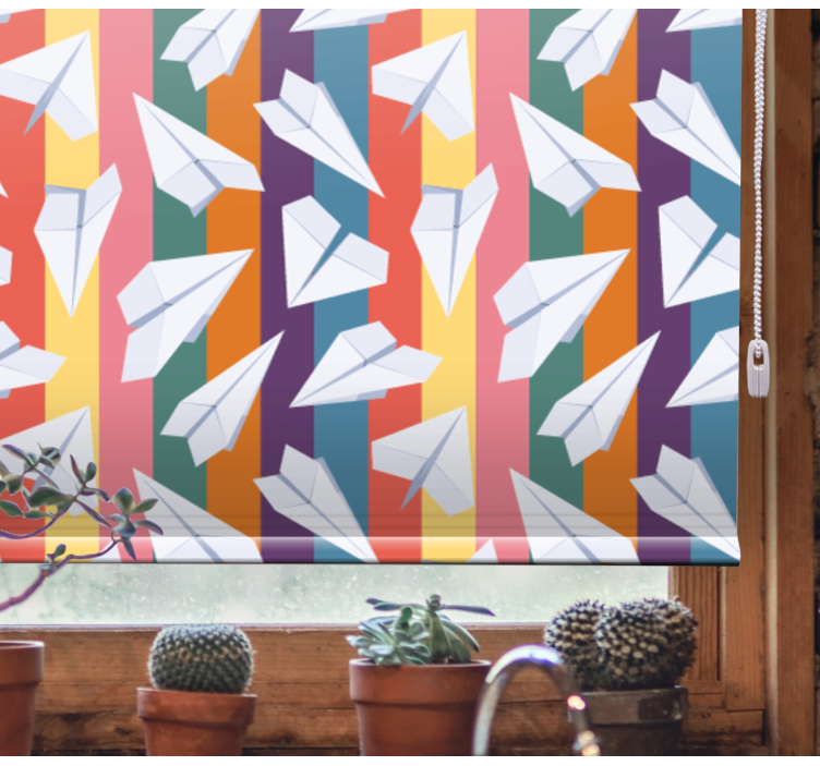 Tenda a rullo divertente volo di aeroplani di carta - TenStickers