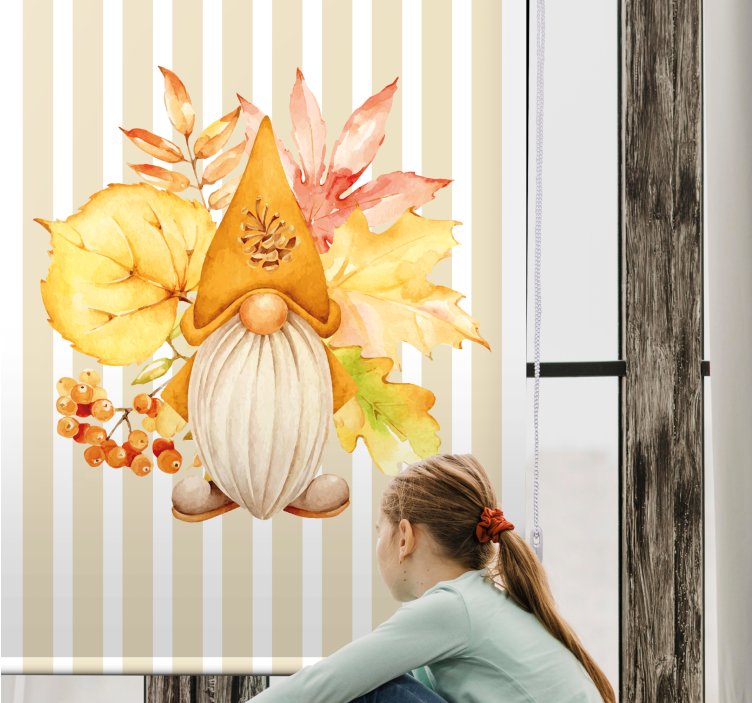 Tenda a rullo esposizione di gnomi autunnali - TenStickers