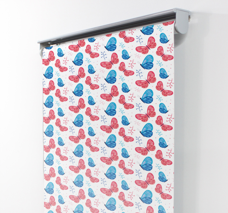 Tenda a rullo farfalle colori blu e rossi - TenStickers