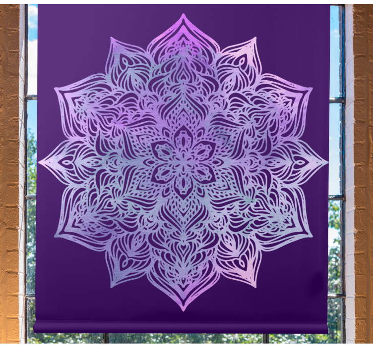 Tenda a rullo fiori e piante Forma mandala viola.. - TenStickers