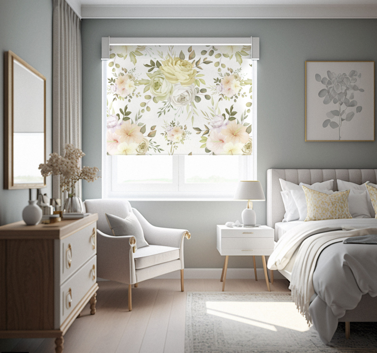 Tenda a rullo floreale Bellissimo motivo floreale senza soluzione - TenStickers