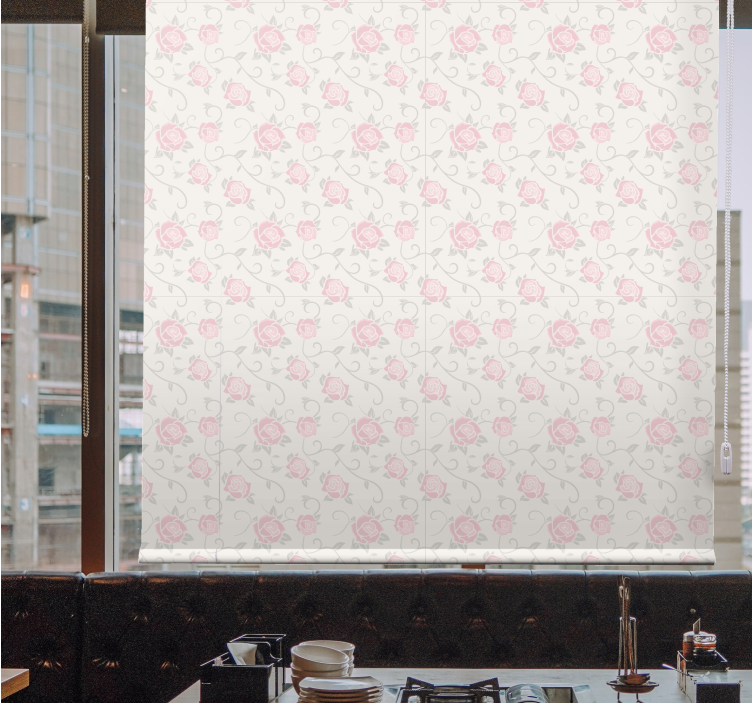 Tenda a rullo fiori delicate rose rosa - TenStickers