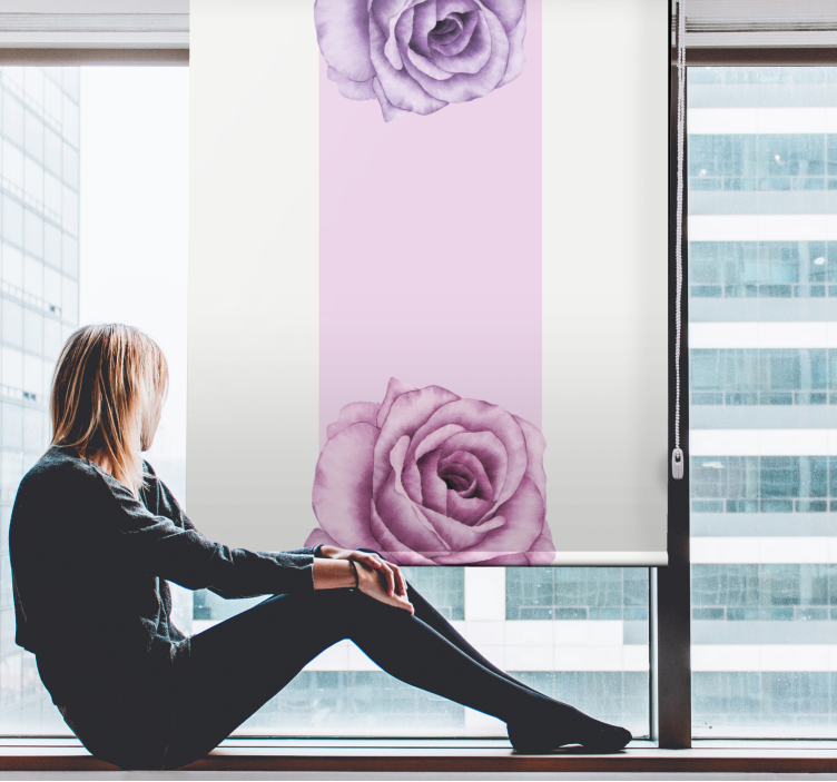 Tenda a rullo fiori e piante accento rosa viola - TenStickers