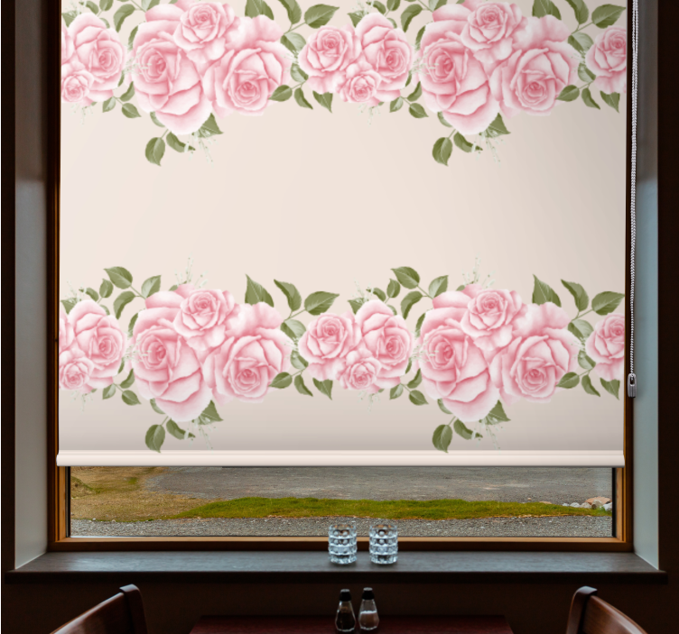 Tenda a rullo fiori e piante bellissime rose rosa - TenStickers
