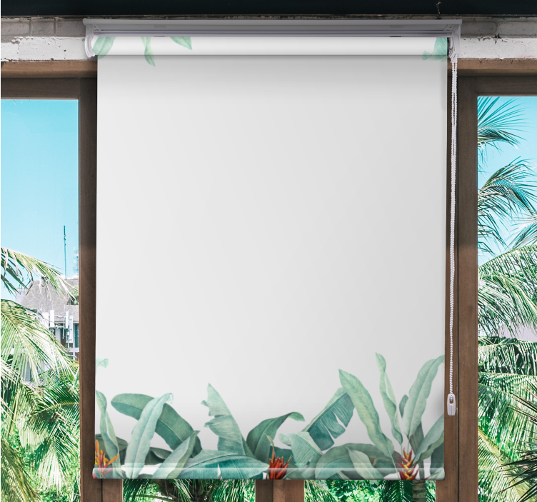 Tenda a rullo fiori e piante bordo di foglie tropicali - TenStickers