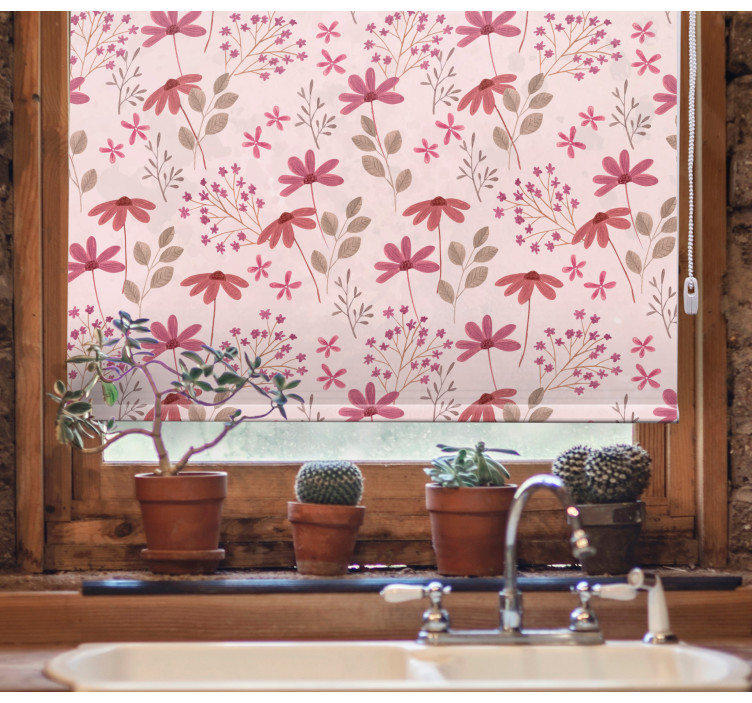 Tenda a rullo fiori e piante composizione botanica gioiosa - TenStickers