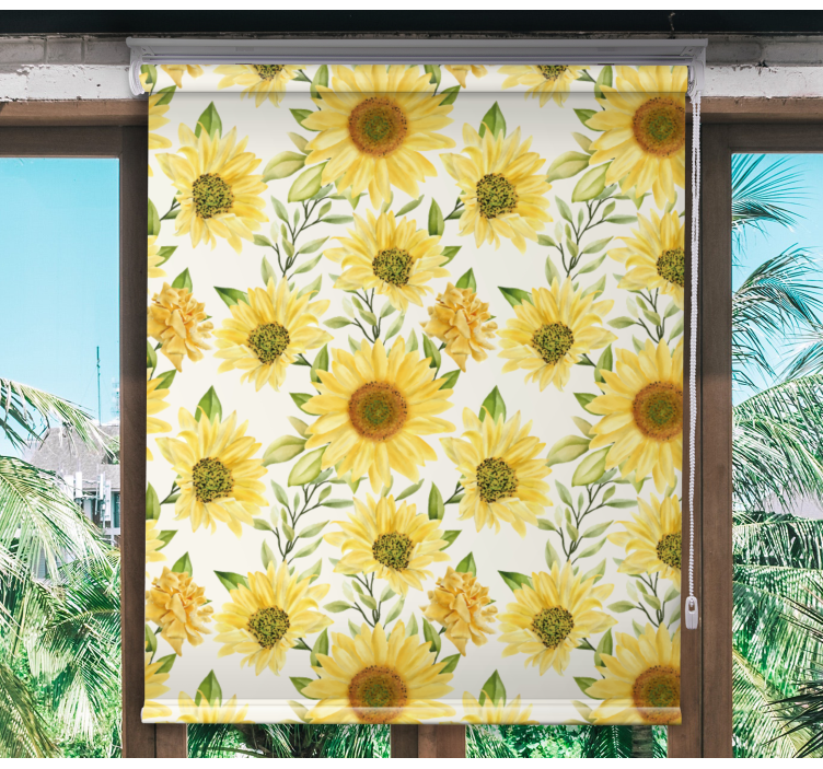 Tenda a rullo fiori e piante composizione girasoli - TenStickers