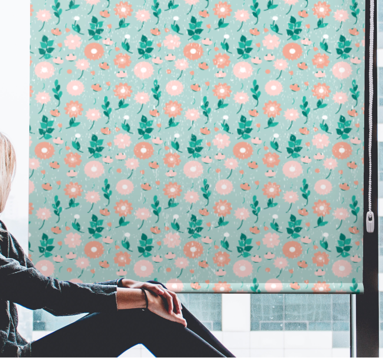 Tenda a rullo camera ragazzi fiori color pesca - TenStickers