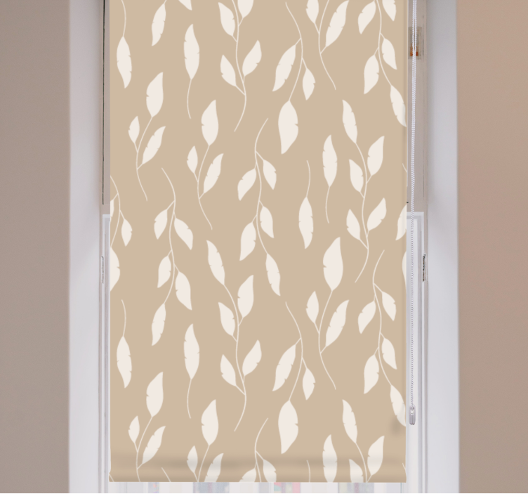 Tenda a rullo fiori e piante delicato motivo a foglie beige - TenStickers
