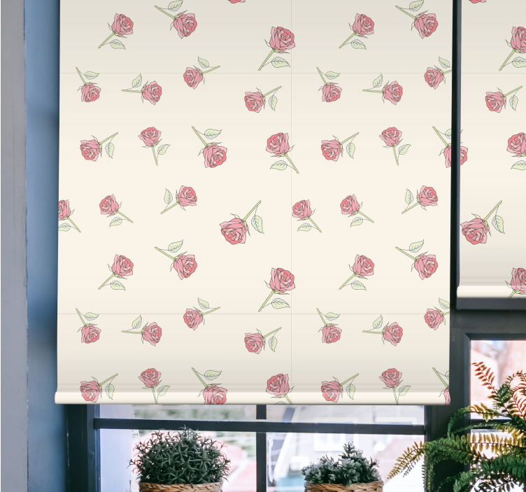 Tenda a rullo fiori e piante delicato motivo a rosa - TenStickers