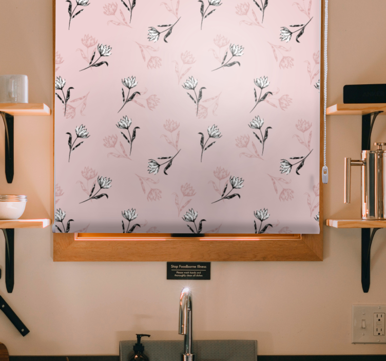 Tenda a rullo fiori e piante delicato motivo floreale - TenStickers