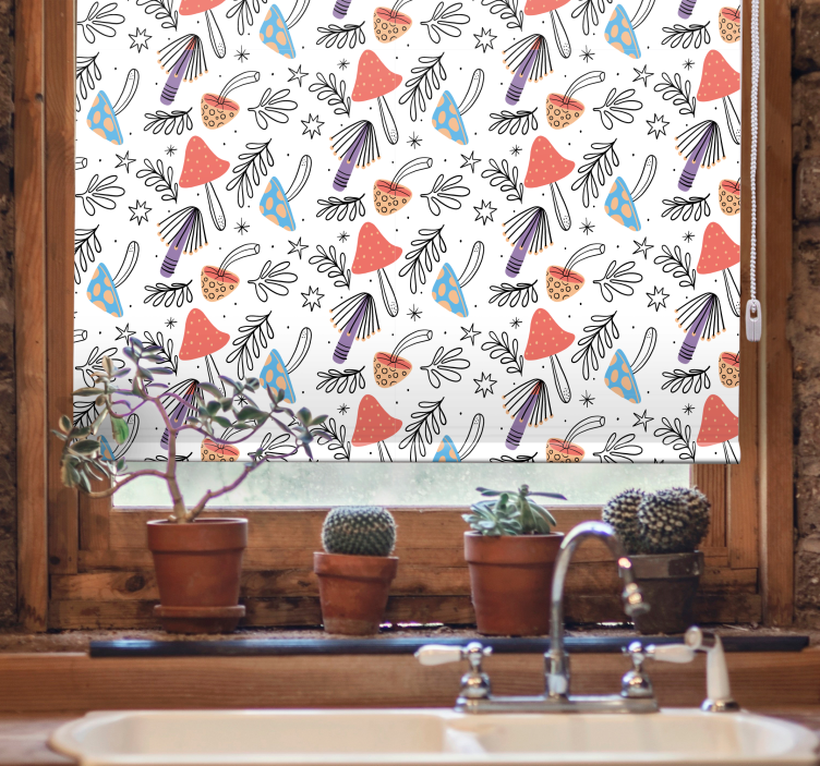 Tenda a rullo fiori e piante disegno floreale funky - TenStickers